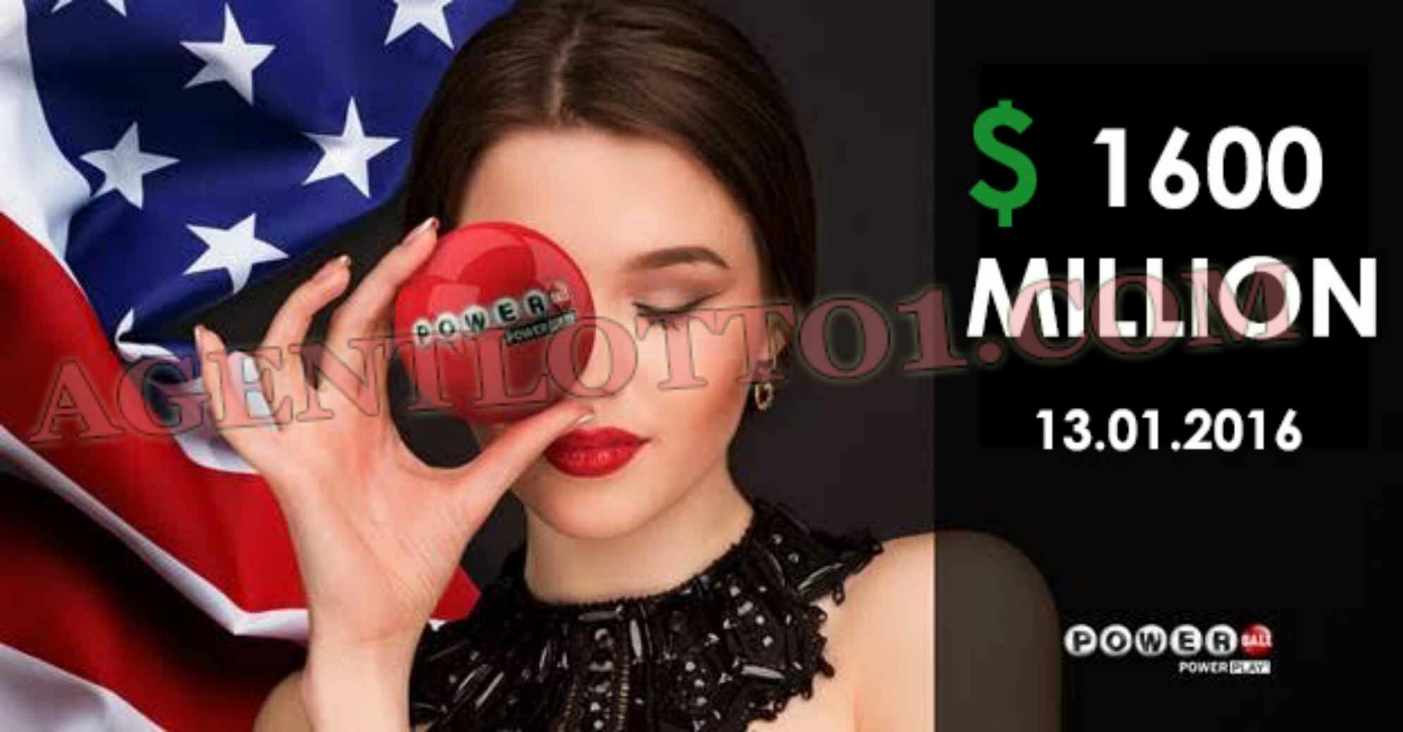 Джекпот Powerball в 1 600 million dollars - 1.6 Миллиарда Долларов был разыгран 13 января 2016 Крупнейший джекпот лотереи Powerball за всю историю мировых лотерей